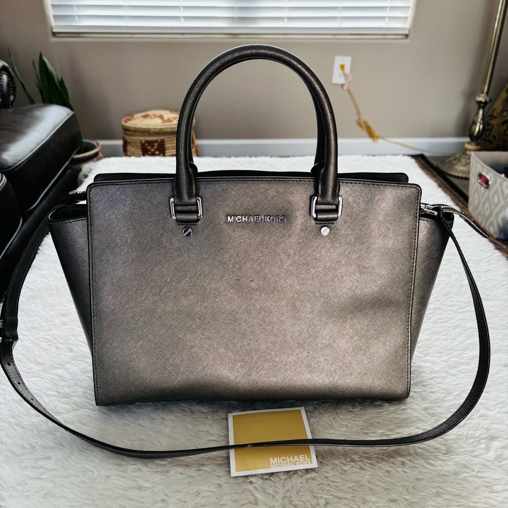 Michael Kors Metallic Olive Brown Satchel/Shoulder Bag - Picture 3 of 16